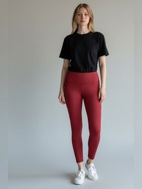 Aeropostale Red Full-Length Pocket Leggings